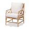 Baxton Studio Brandon Modern Bohemian White Fabric Upholstered and Natural Brown Rattan Armchair 203-12671 - alternate 10